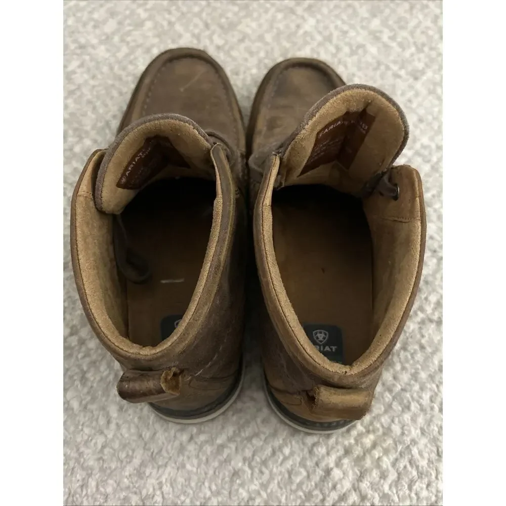 ARIAT LOOKOUT Distressed Leather Moc Toe Chukka Boots Men's US 9.5EE Brown